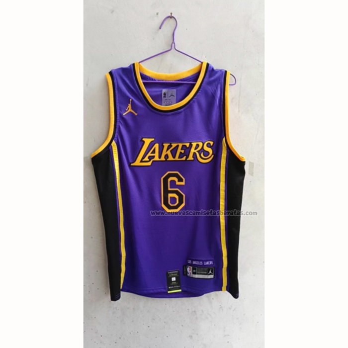 Camiseta Los Angeles Lakers LeBron James NO 6 Statement 2022-23 Violeta